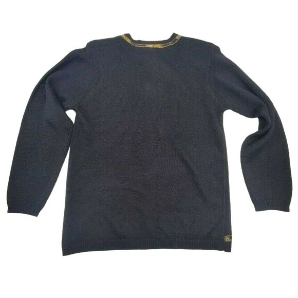 Vtg 80s Black Beaded Cardigan Sweater Small Gold Silver Embellished Retro Style - Picture 3 of 5